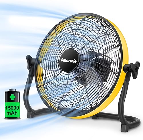 Miniatura 9 de QF16 16 Inch Battery Powered Floor Fan Fast Charging,15000mAh Battery Operated Fan,Rechargeable Portable Fan,2500 CFM High Velocity Cordless Fan for