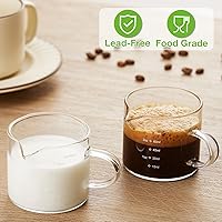 Vista 5 de Mfacoy Paquete de 2 tazas medidoras, tazas de espresso de 2.5 fl oz con asa, vasos de chupito de espresso con boca en forma de V, accesorios
