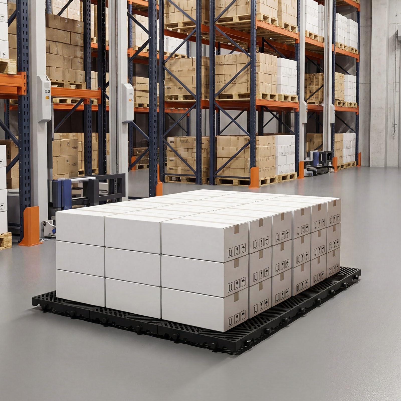 VEVOR Palet de Plástico, Capacidad de 1000 kg/m², Palet de Almacenamiento Apilable con Superficie Antideslizante, Rejilla Ventilada, para Logística Almacén Uso Doméstico, 600 x 300 x 30 mm, 6 Unidades
