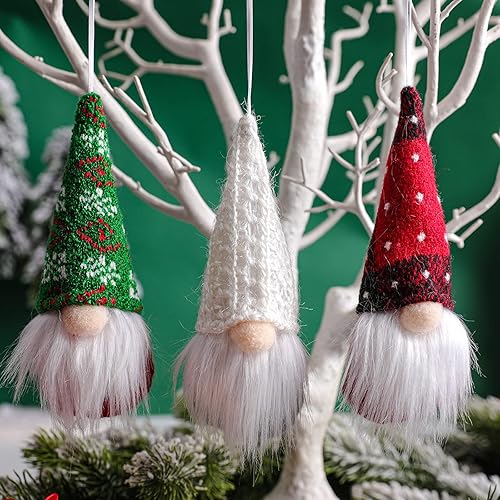 Miniatura 4 de Adornos de árbol de gnomos de Navidad, 12 piezas hechas a mano de felpa sueca de Papá Noel, elfo, decoraciones de Navidad