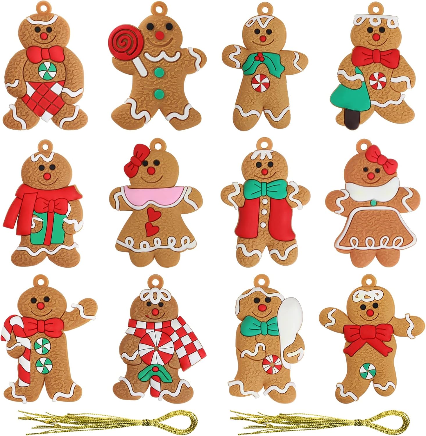 Bigqin 12pcs Gingerbread Man Ornaments for Christmas Tree 7 * 5cm Christmas Decorations