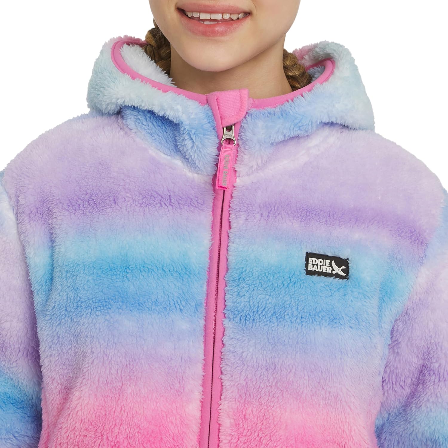 Eddie Bauer Girls' Quest Plush High Pile Faux Sherpa Hooded Jacket