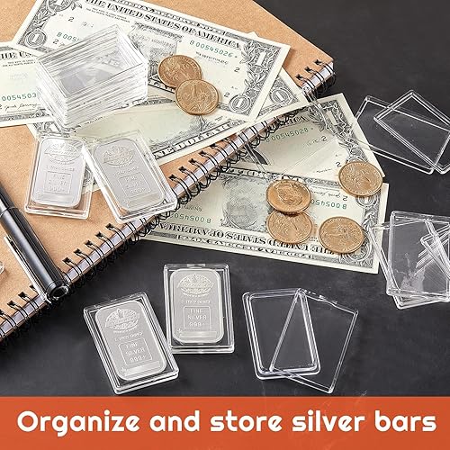 Miniatura 6 de Geiserailie 60 unidades de 1 oz de plata para barra, caja de almacenamiento de cápsulas de acrílico transparente para 1 onza