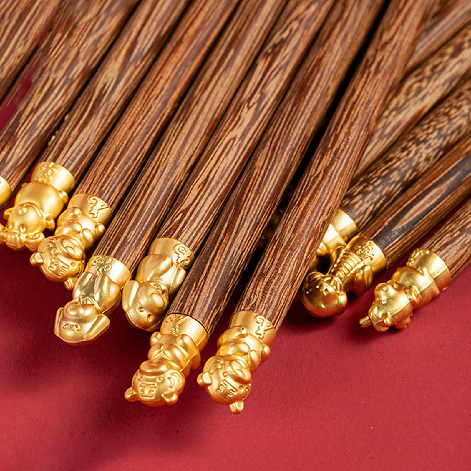 Lot de 10 paires de baguettes chinoises en céramique haute température, vaisselle simple et créative pour un usage domestique - Doré