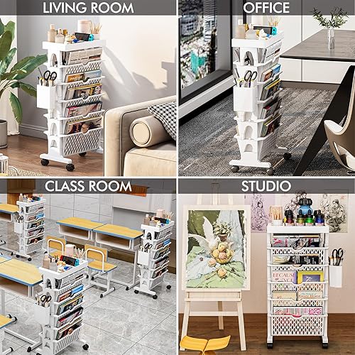 Miniatura 6 de Organizadores de escritorio y accesorios, estantería móvil con ruedas, organizador de libros movible extraíble con ruedas, organizador de archivos