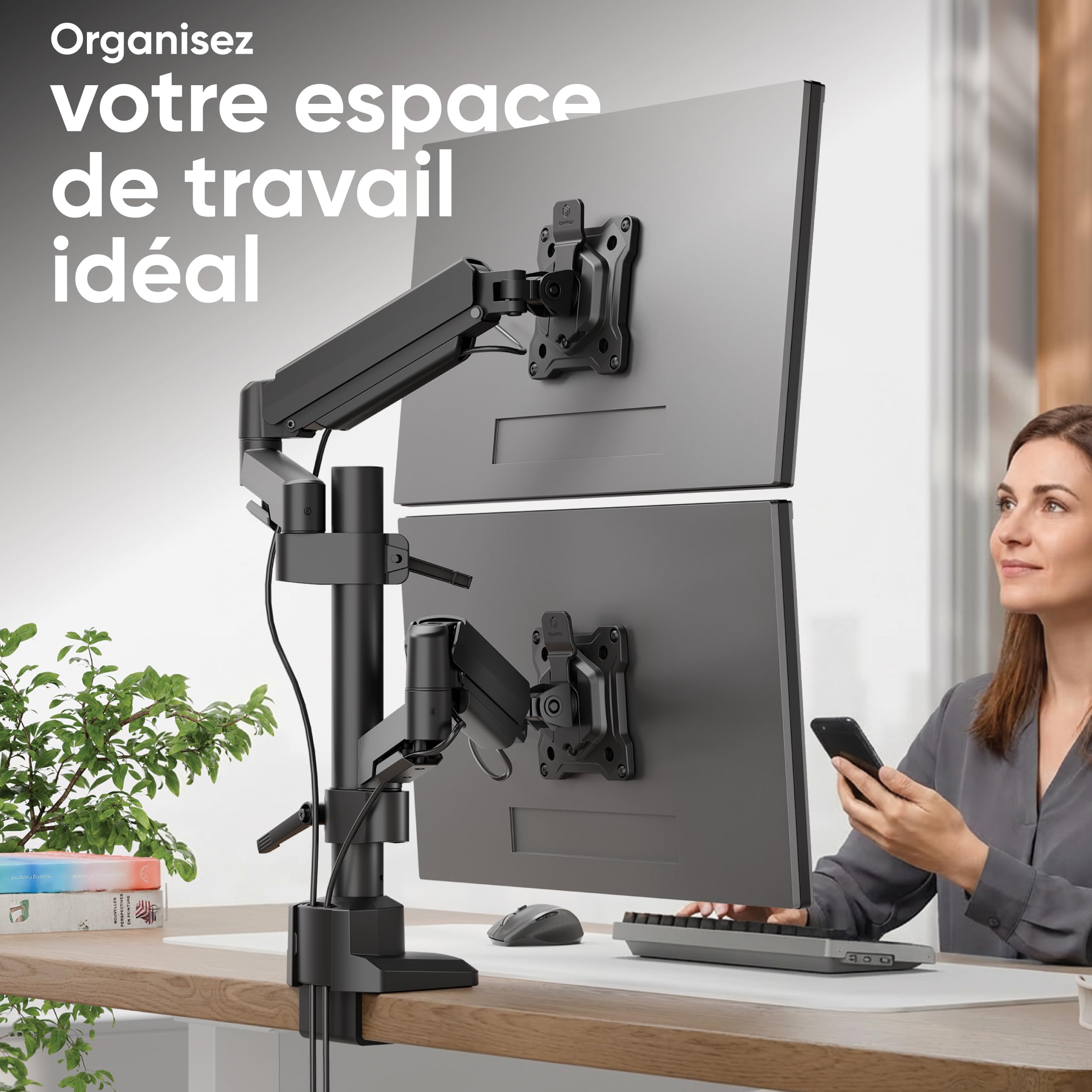 ONKRON Support Double Ecran PC 17"-42", 2x15 kg, Max VESA 100x100, G140-B