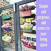 Vista 6 de LaLaGreen - Maceta colgante para exteriores (11.2 pulgadas, paquete de 6) rosa claro, morado claro, turquesa, azul claro, morado oscuro, caja