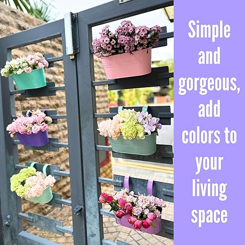 Miniatura 6 de LaLaGreen - Maceta colgante para exteriores (11.2 pulgadas, paquete de 6) rosa claro, morado claro, turquesa, azul claro, morado oscuro, caja de