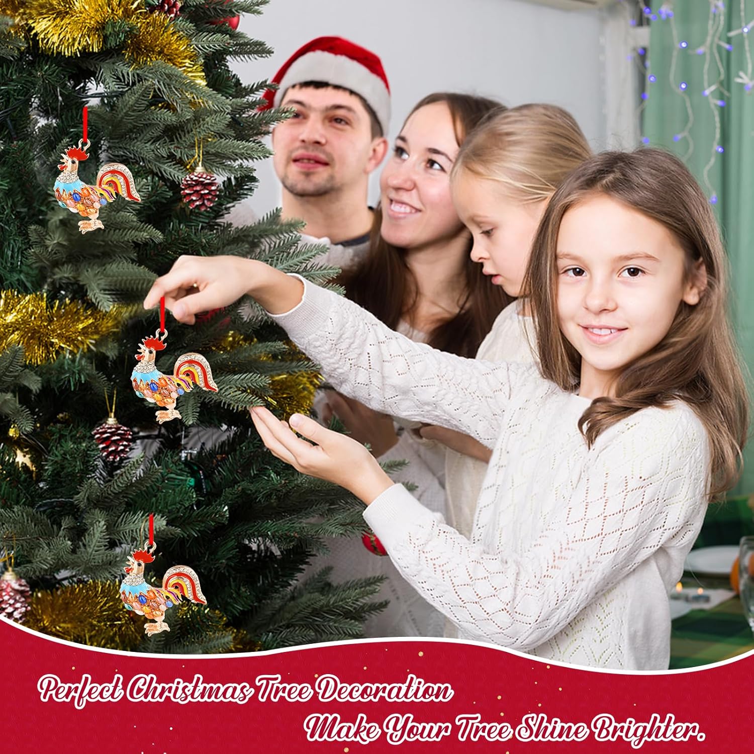 WhatSign Metal Chicken Christmas Ornament - Farm Animal Tree Decoration, Keepsake Gift for Christmas Decor - Image 3