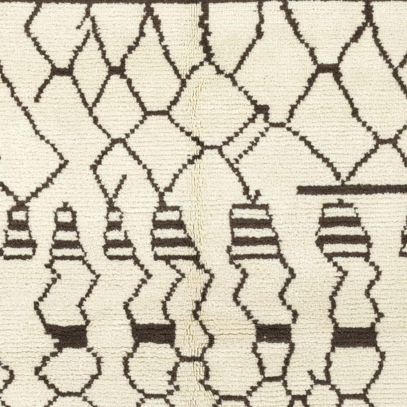 Ivory and Brown Color Handmade Berber Rug, 100% Wool Moroccan Carpet. KTD23