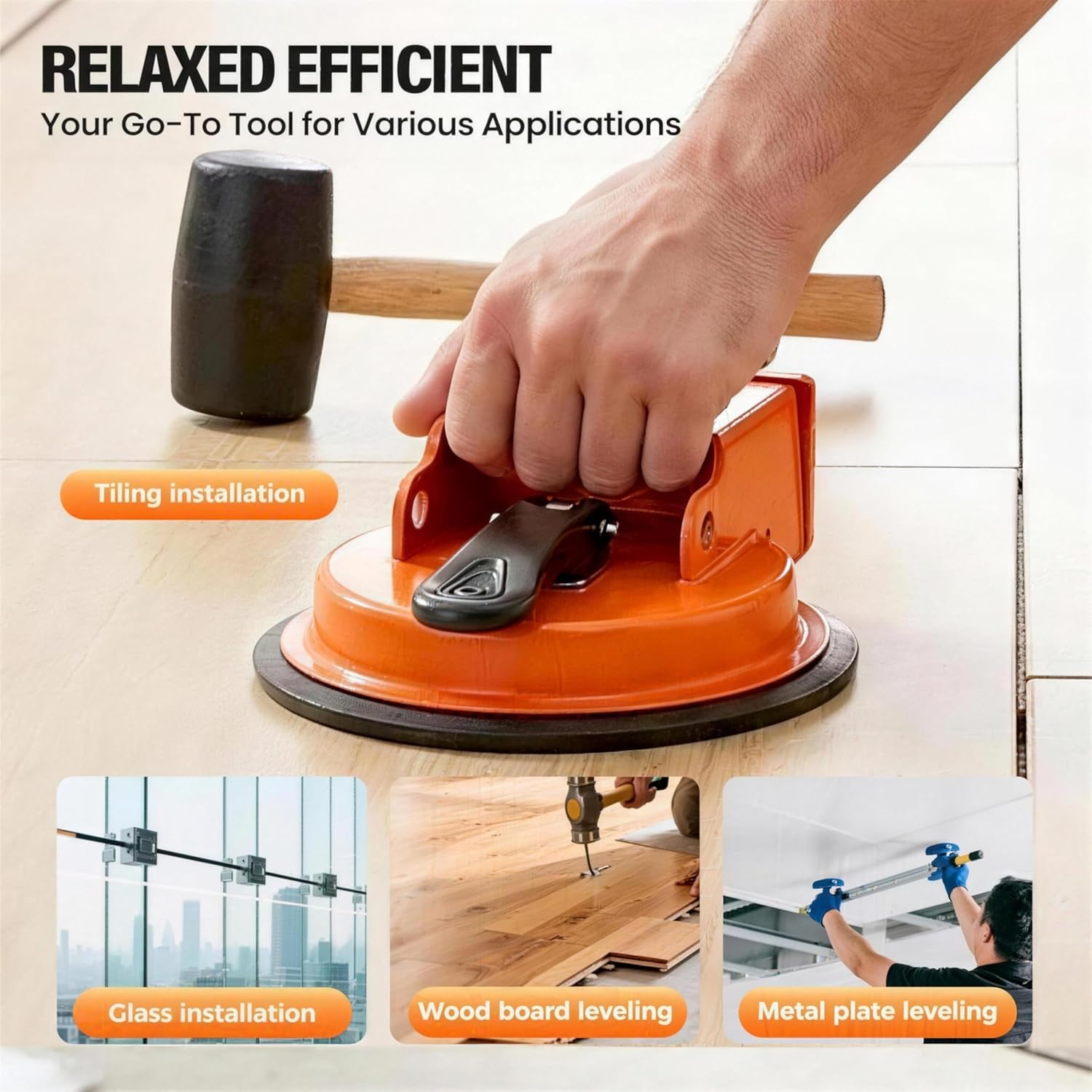 2026 New Heavy Duty Floor Gap Fixer Tool, Upgraded Enhanced Vacuum Suction Cup – Professional Flooring Repair Kit for Laminate, Vinyl, Wood & Tile Floors with Rubber Pad, Close Unsightl-2PCS