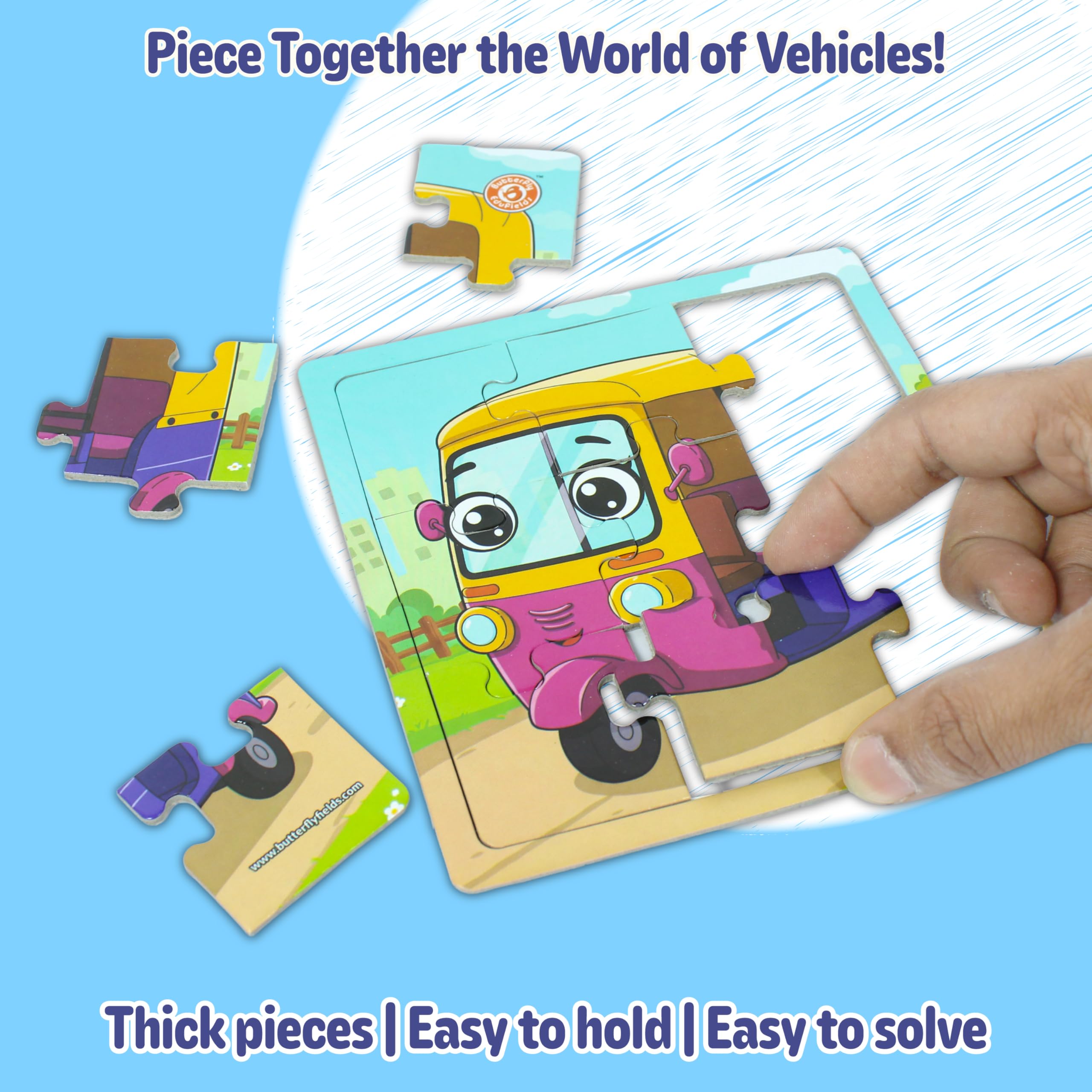 Butterfly EduFields 4-in-1 Vehicles Jigsaw Puzzle Set for Kids Age 3-7 38 Pcs Brain-Boosting Puzzle Toy with Coloring Worksheets for Boys & Girls Preschool Learning - Image 4