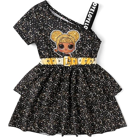 LOL Surprise Girl's Casual One Shoulder Tutu Birhtday Party Dress