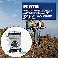 Vista 3 de Powtol 300486 Carburador para terremoto MC43 MC43E Tiller E43 E43CE E43WC Auger Powermate 43cc PCV43 PEA438 MD43 WE43 WE43E terremoto piezas