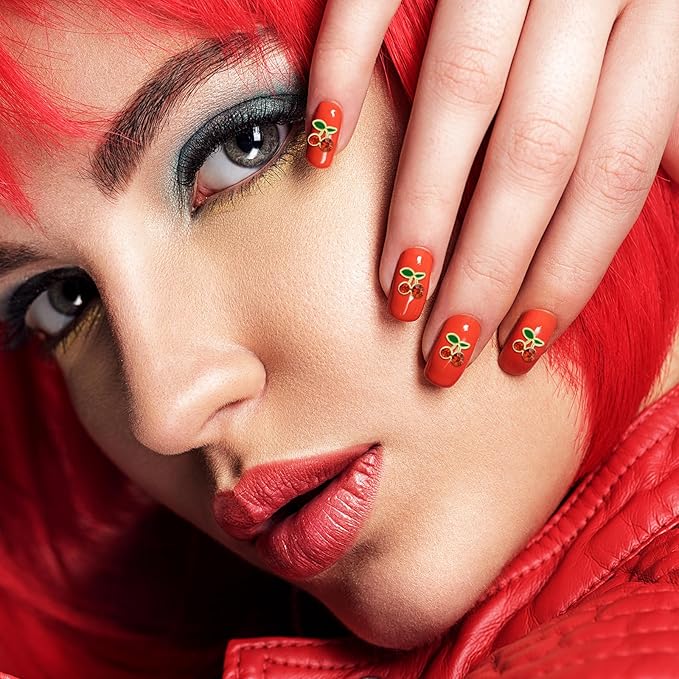 🍒 Cute Cherry Nail Charms: 40Pcs 3D Rhinestone Gems for DIY Manicure