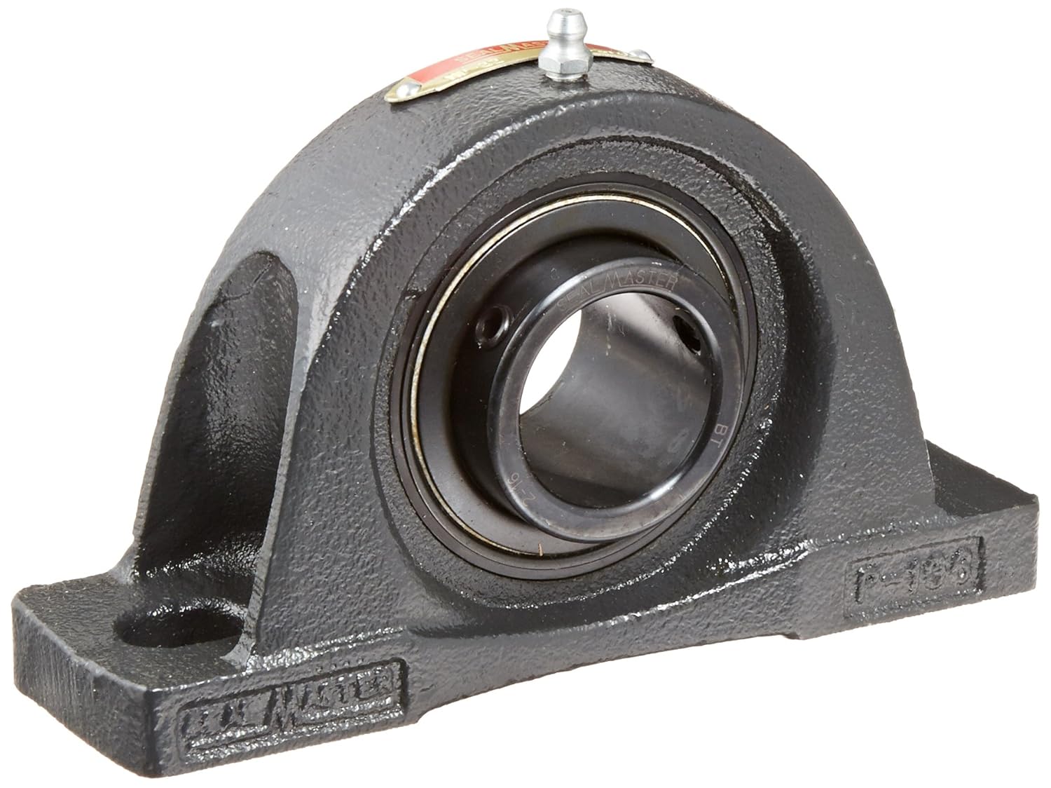 Sealmaster NP-22 Pillow Block Ball Bearing, Non-Expansion Type, Normal-Duty, Regreasable, Setscrew Locking Collar, Felt Seals, Cast Iron Housing, 1-3/8" Bore, 1-7/8" Base to Center Height, 5" Bolt Hole Spacing Width
