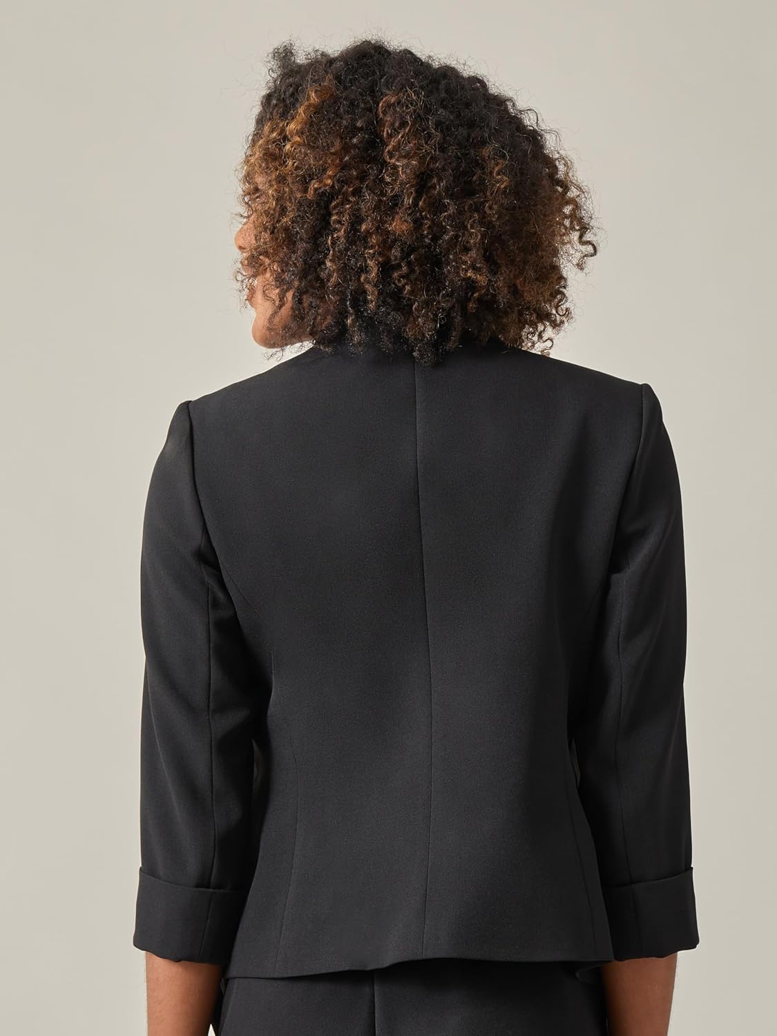 Kasper womens Women's Cardigan-style Blazer With Rolled Cuff Sleeves - Image 3