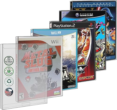 MALKO Paquete de 10 fundas protectoras de videojuegos compatibles con: PS2 | WII - WII U | Gamecube | Funda estándar para Xbox y DVD | Funda