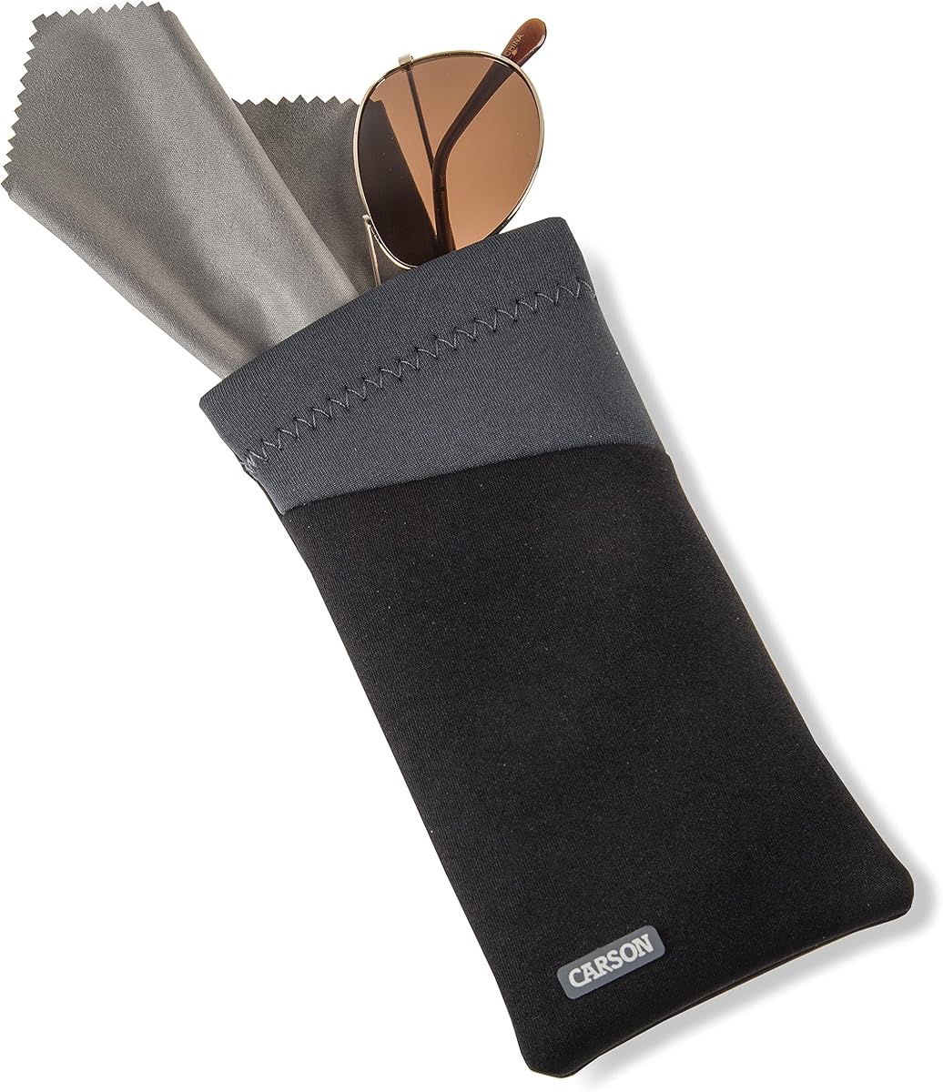 Carson Eyeglass Pouch with Built-in Microfiber Cloth for Eyewear and Sunglasses