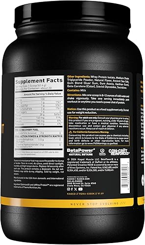 Miniatura 16 de Kaged Proteína en polvo post entrenamiento, pastel de limón helado, proteína de suero, creatina, glutamina y betaína | bebida de recuperación |