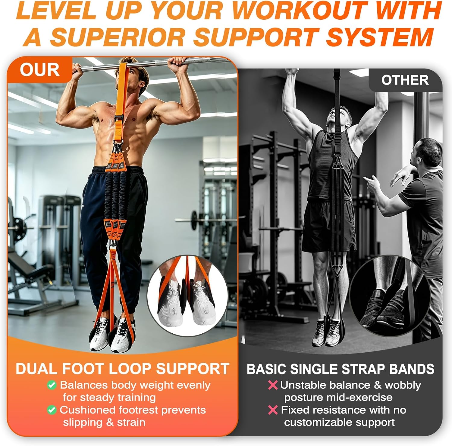 Pull Up Assistance Bands, 75-225 lbs Adjustable Resistance | 75-225 lbs adjustable resistance bands provide assistance for pull ups, strength training and progressive workouts.