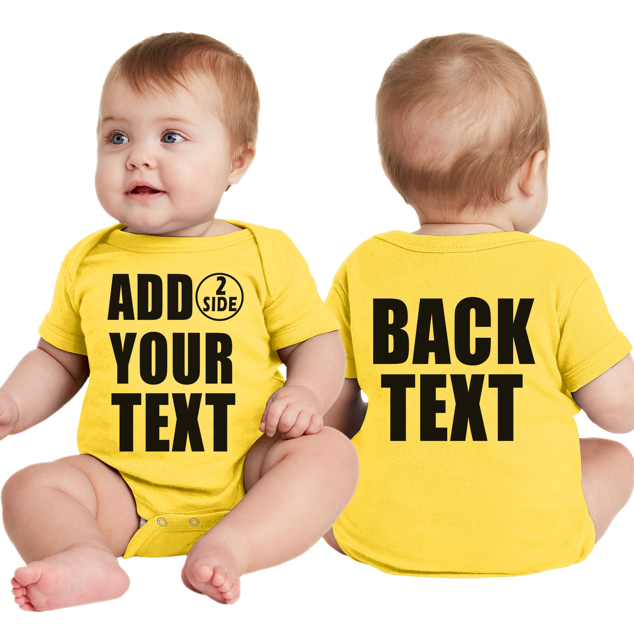 NACRE APPAREL Custom Baby Bodsuits for Boy Girl Add Your Text 2 Sides Personalized Infant Bodysuit