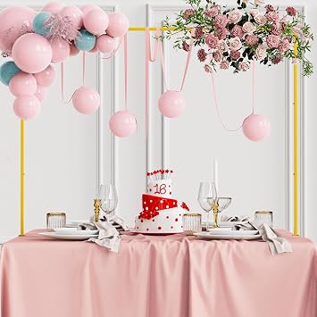Fomcet Over The Table Rod Stand with Clamps Gold Adjustable Table Arch 13''-42'' Tall 29"-98" Length Metal Table Arch Stand for Wedding Birthday Party Halloween Christmas Decoration
