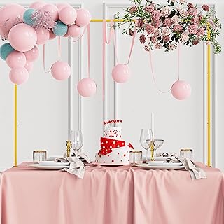 Fomcet Over The Table Rod Stand with Clamps Gold Adjustable Tables Arch 13''-42'' Tall 29"-98" Length Metal Table Arch Stand for Wedding Birthday Party Halloween Christmas Decoration