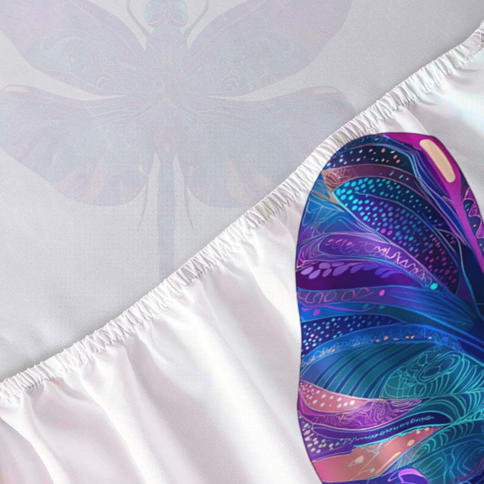 Sábanas 200X190/200Cm - Juego De Sábanas 3 Piezas Estampadas Libélula Mandrágora - Microfibra Suave Transpirable - Sábana Bajera Ajustable - Ropa De Cama Animales Psicodélicos (Azul Real)