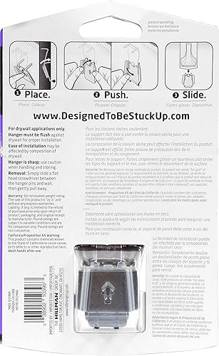 Miniatura 4 de HIGH & MIGHTY 515819 Gancho decorativo de metal, fácil instalación en pared seca sin herramientas, ovalado, soporta hasta 25 libras, níquel satinado