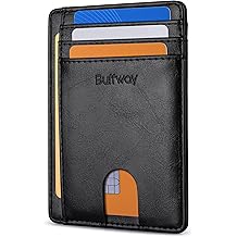 Slim Minimalist Front Pocket RFID Blocking Leather Wallets for Men and Women - Alaska Black