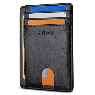 Buffway Slim Minimalist Front Pocket RFID Blocking Leather Wallets for Men and Women - Alaska Black - Amazon product rated Grade B