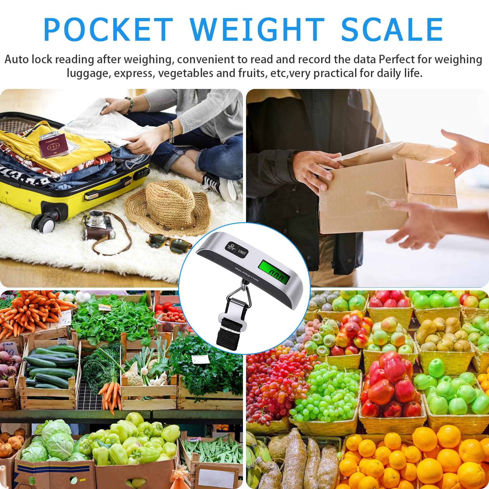 goobay 71882 Digitale bagageweegschaal met helder lcd-display en tarra- functie voor bagage tot 40 kg, comfortabele handgreep ligt perfect in de hand, geschikt voor reizen en gezinsleven, zwart