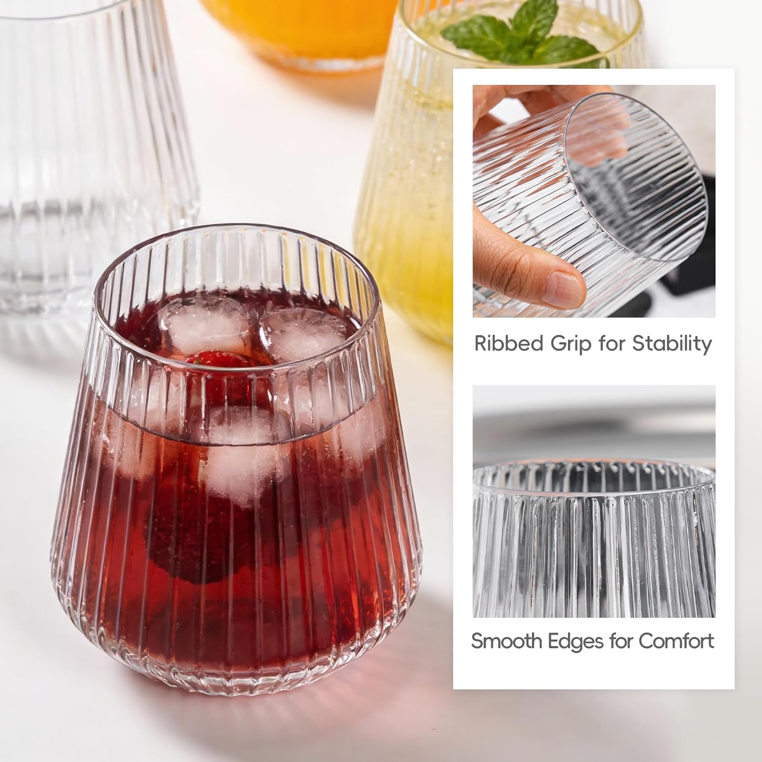 N9R 24 Count Plastic Wine Glasses Disposable 12oz - Elegant Origami Ripple Design, Shatterproof & Disposable for Whiskey, Cocktail, Champagne, Parties, Weddings, Events - Image 3