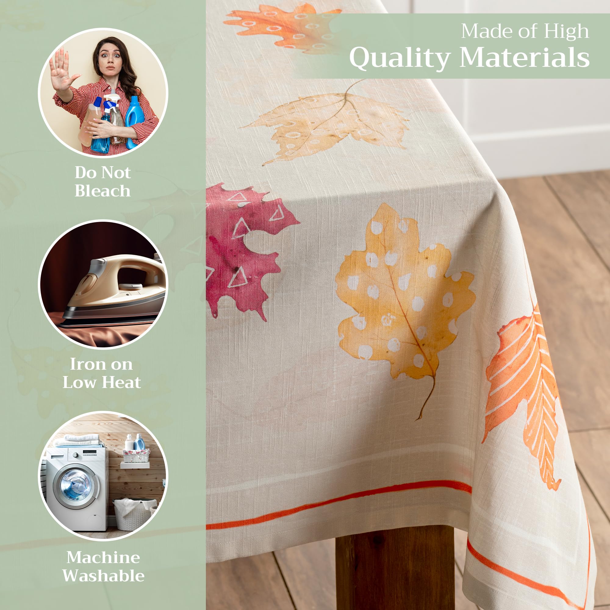 Maison d' Hermine Maison d'Hermine Tischdecke Rechteckig 100% Baumwolle 180 cm x 140 cm Wiederverwendbar Alltagsgebrauch für Weihnachtsdekorationen Esszimmer Landhaus Zuhause Party Festlich (Colors of Autumn) – Bild 3