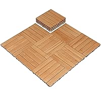 Vista 15 de Yaheetech 55 azulejos de terraza de patio entrelazados de madera compuesta de madera para cubierta de pisos de madera de 12 x 12 pulgadas, madera