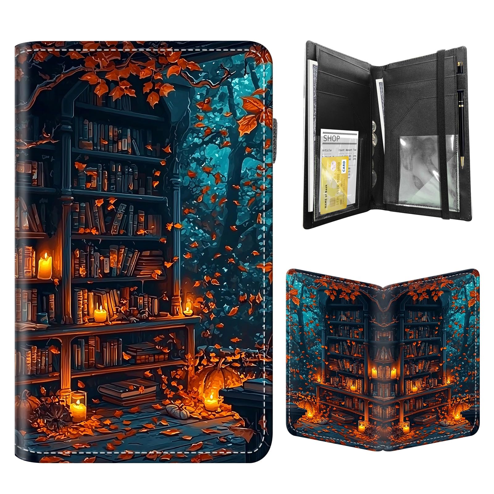 FQSXFIFN Leather Server Book for Waitress, Cute Server Book with Zipper Money Pocket,Check Presenters Waitstaff Organizer Fit Server Apron, Bookshlef Serving Books, Black Waiter Books for Servers