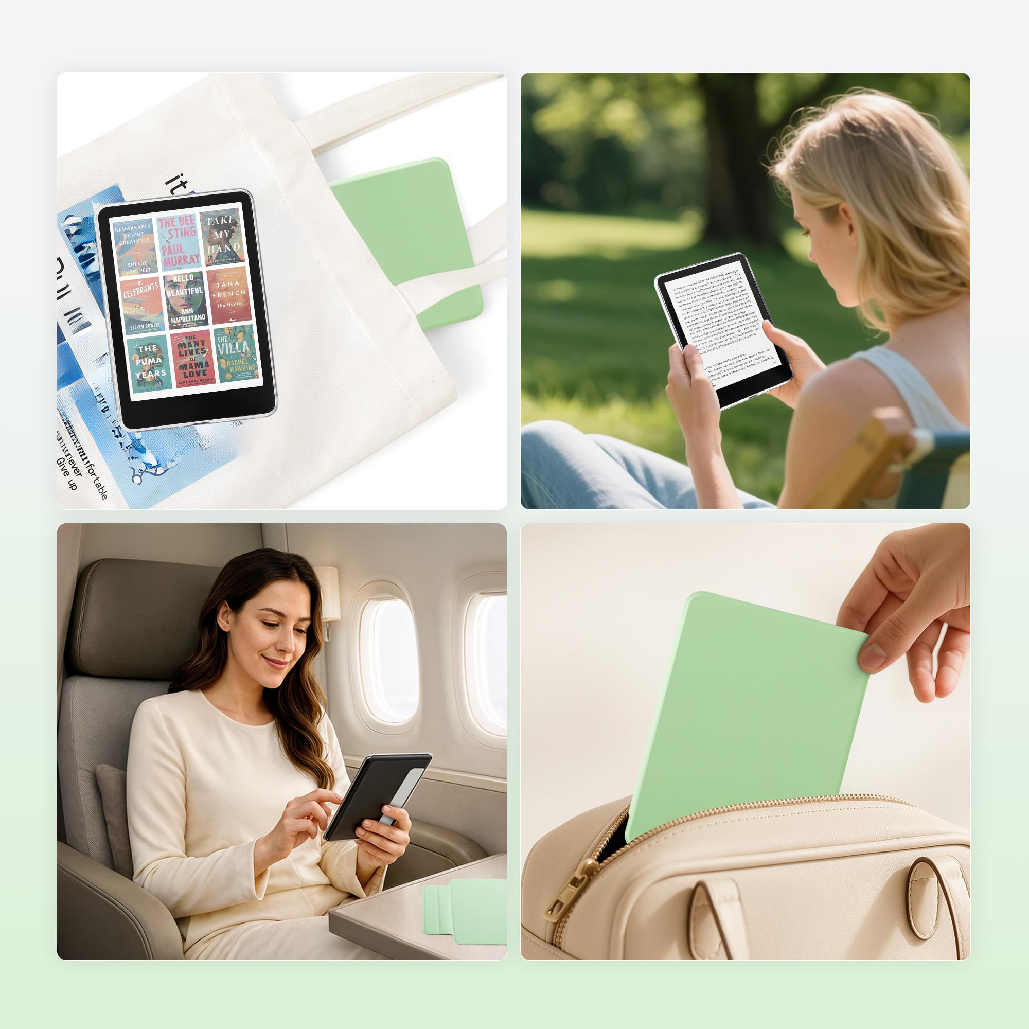 SESENSE Custodia magnetica staccabile per Kindle Paperwhite 12a generazione 2024 e Kindle Colorsoft Signature Edition, custodia sottile in PU con accensione e spegnimento automatico, verde matcha