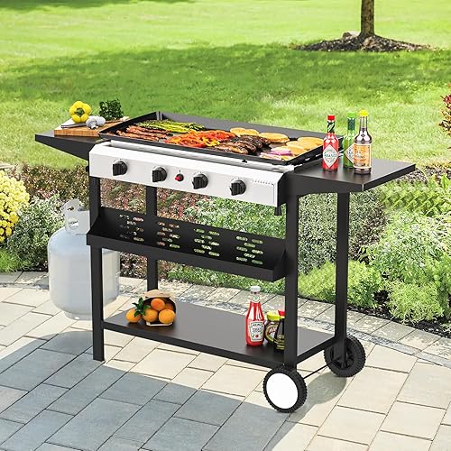 Miniatura 7 de SKOK Plancha de gas plana de 4 quemadores, 30 pulgadas, para exteriores, 40000 BTU, propano, parrilla de gas portátil, estación de parrilla