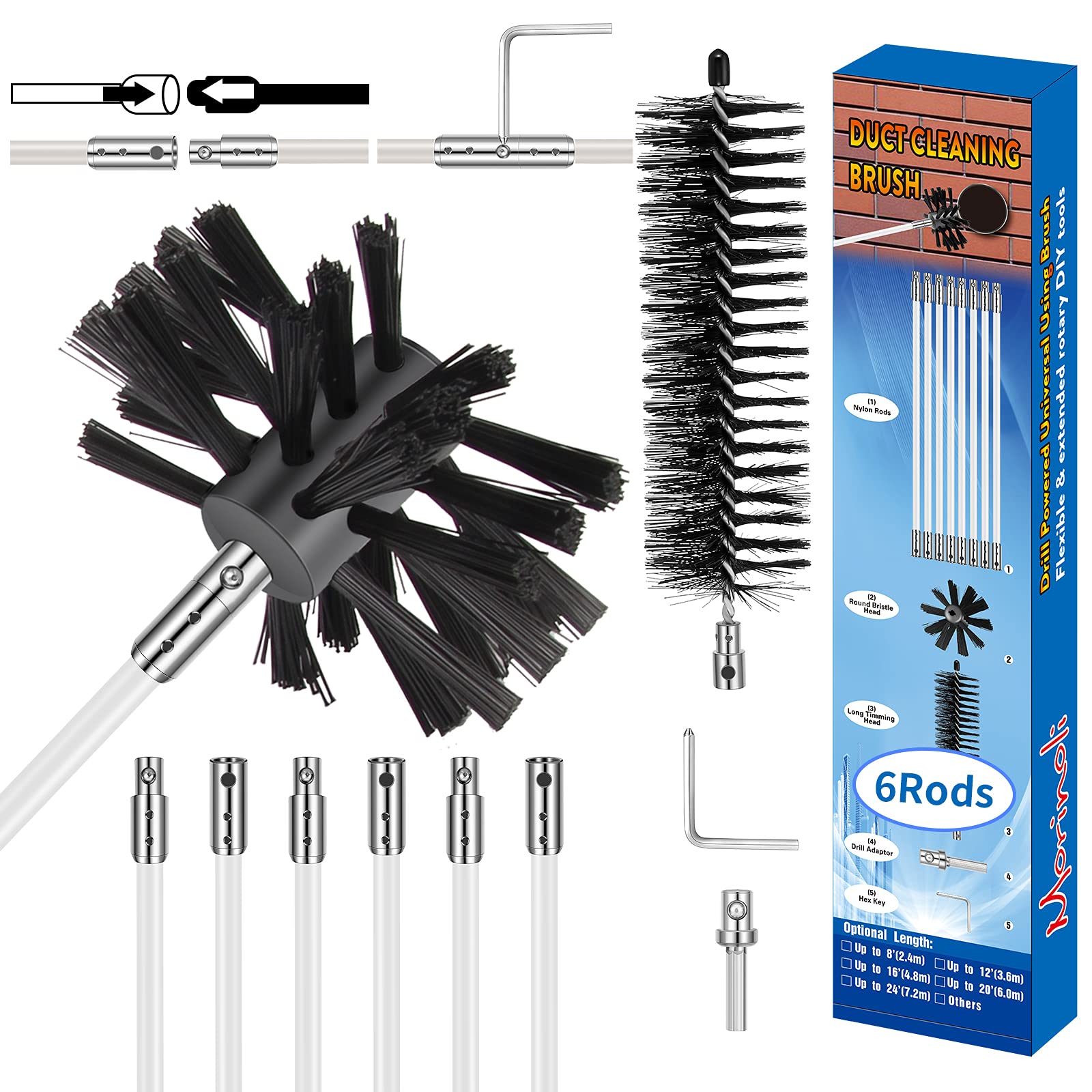 Buy Morinoli 12ft Dryer Vent Cleaning Kit, Chrome Button Locking System