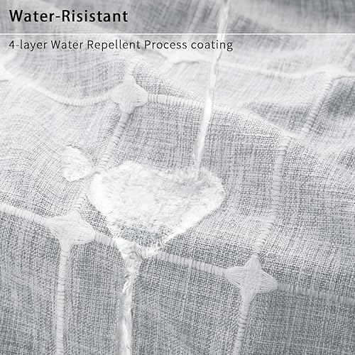 Miniatura 6 de Cortina de ducha gris para baño, cortina de ducha moderna de lino con borlas rústicas, 72 x 72 pulgadas, tela gris sin arrugas, resistente e