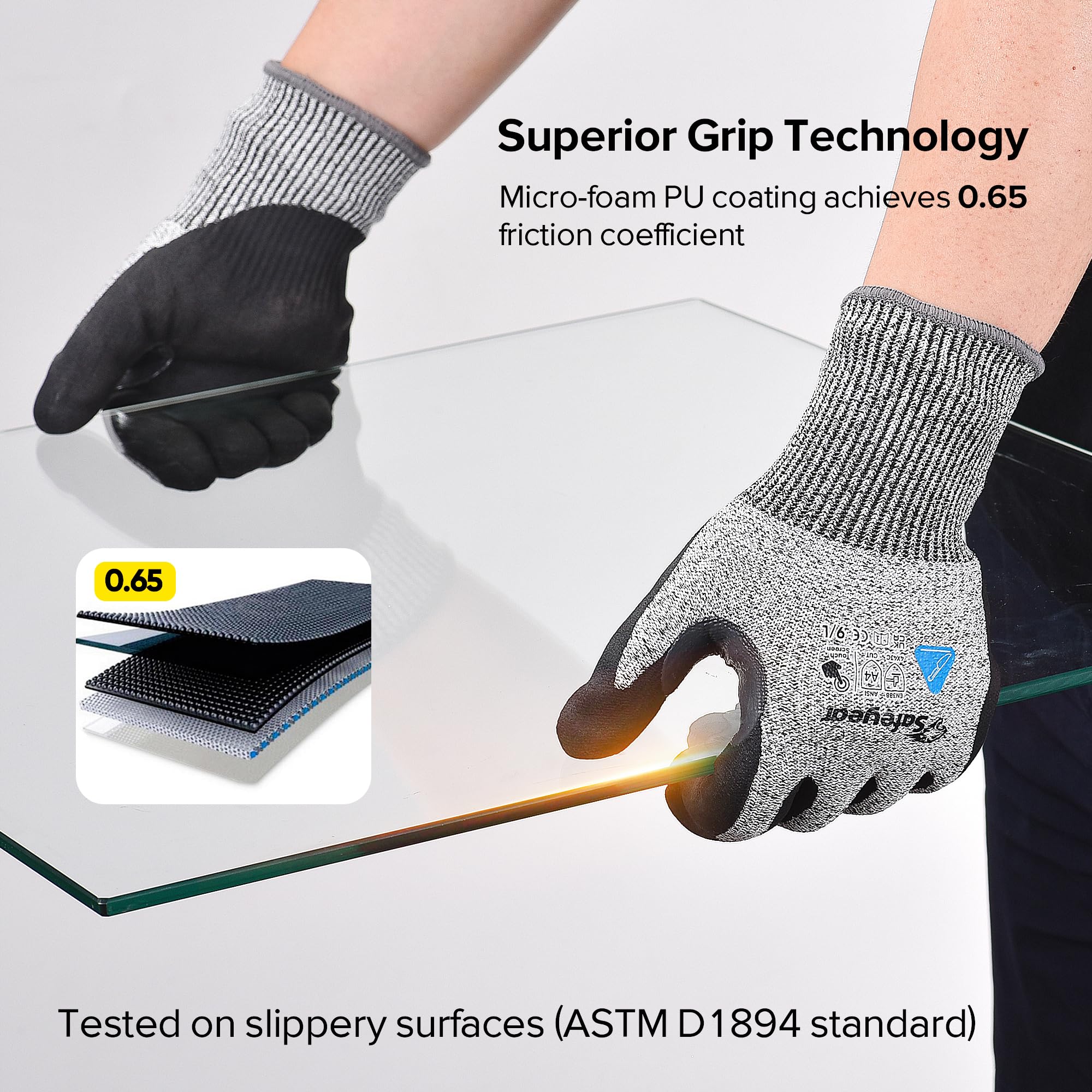 Safeyer clase 5 guantes de trabajo a prueba de Corte para hombres y mujeres, guantes de Seguridad antideslizantes para adultos, guantes de maquinaria pesada blid, granja forestal, construcción