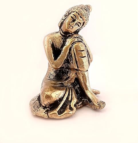 Miniatura 6 de GURU JEE Buda de latón descansando pequeño Buda Showpiece Decoración del hogar Ídolo Estatua de metal Figurilla Murti Estatua budista tibetana