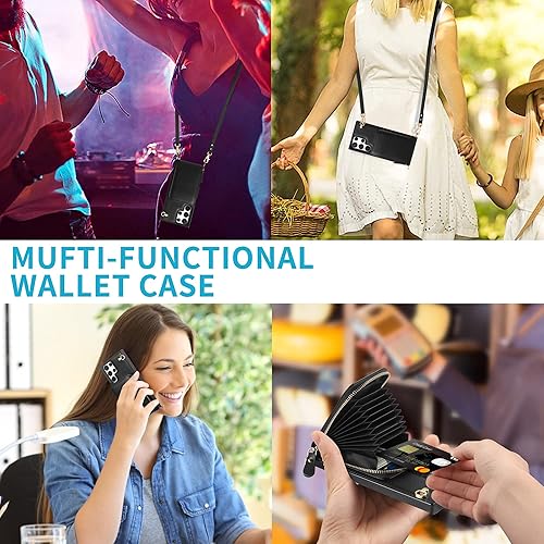 Miniatura 6 de JAKPAK Funda para Samsung Galaxy S22 Ultra 5G, con cremallera, de piel, con ranuras para tarjetas, funda protectora con cordón, compatible con