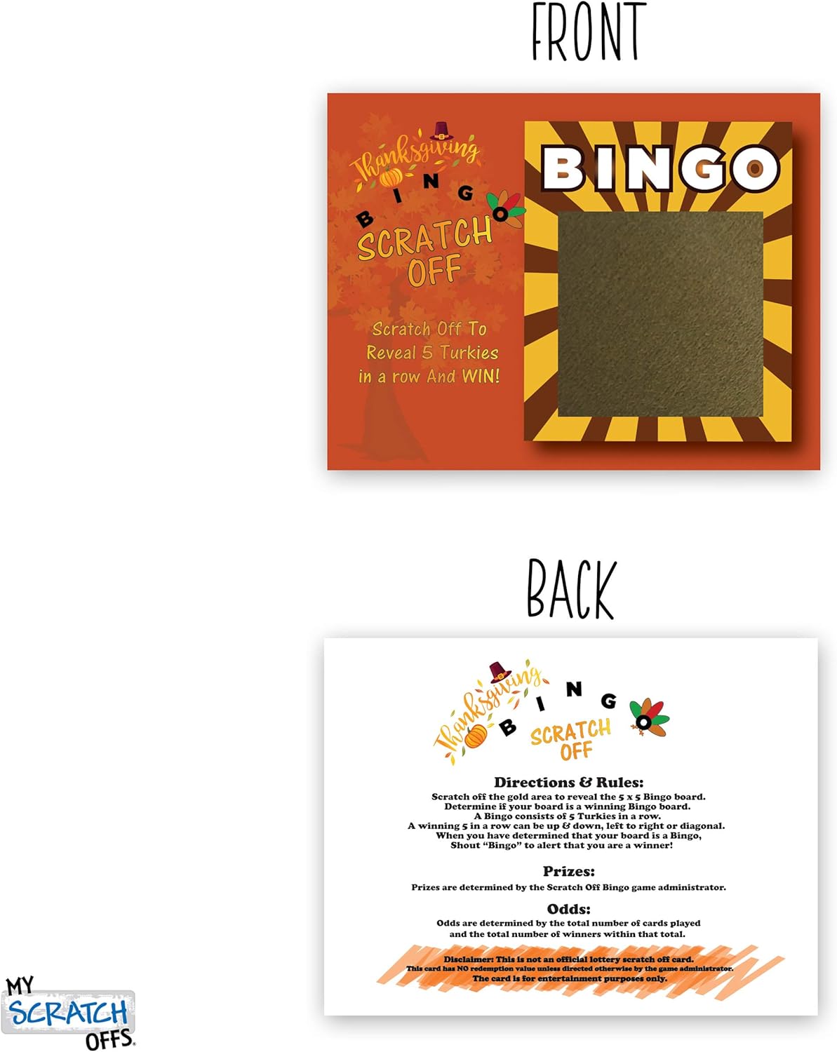 Thanksgiving BINGO Scratch Off Game & DIY Im Grateful For Make Your Own Scratch Off
