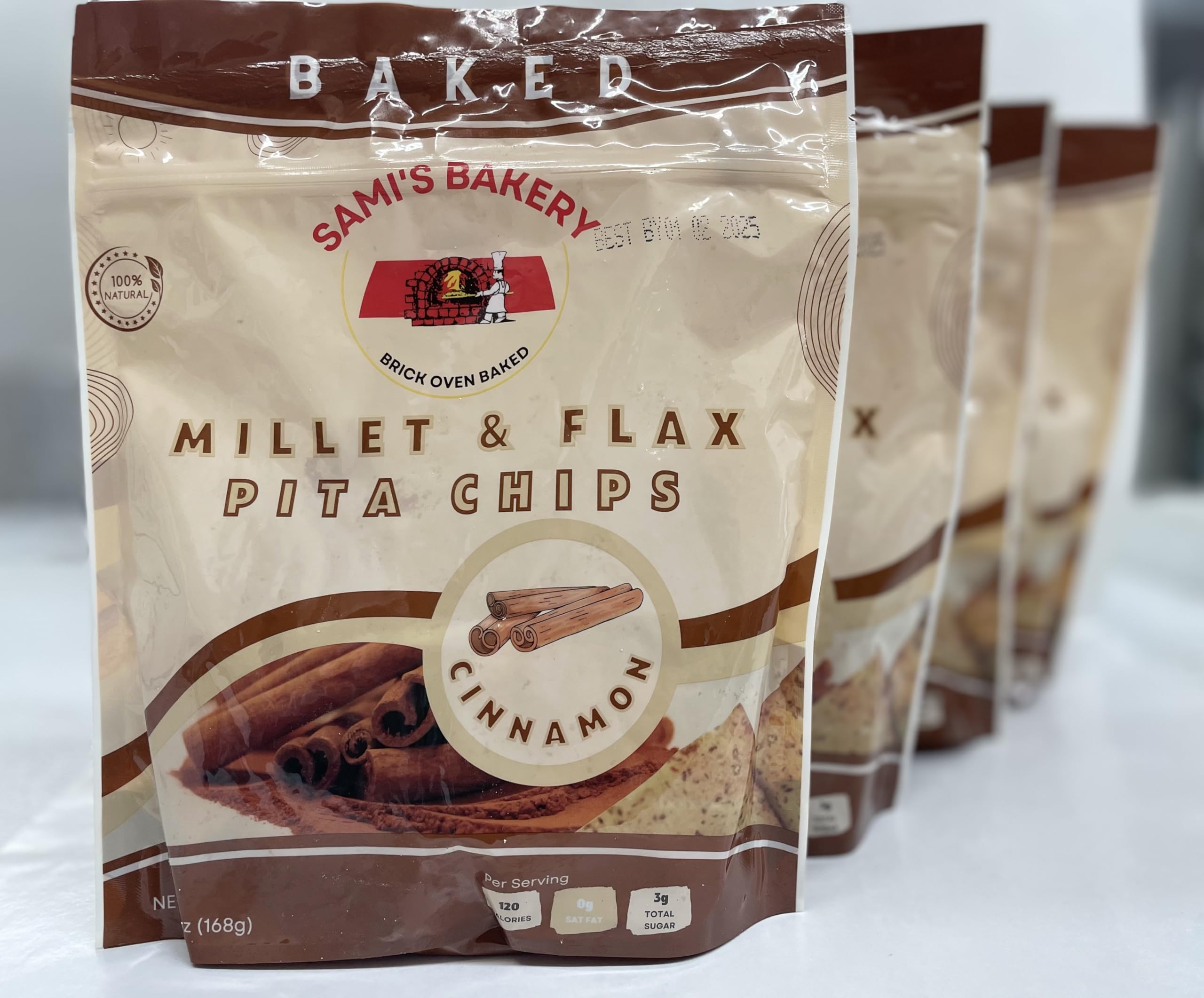 Sami's Bakery Millet and Flax Cinnamon Chips, Pack of 4