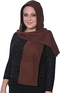 Unisex Fleece Hooded Scarf and Hoodie for Men and Women â€“ One Size Fits Most - Made from 100% Polyester â€“ Super Soft, Fashionable, Warm and Comfortable Winter Accessories (Brown)