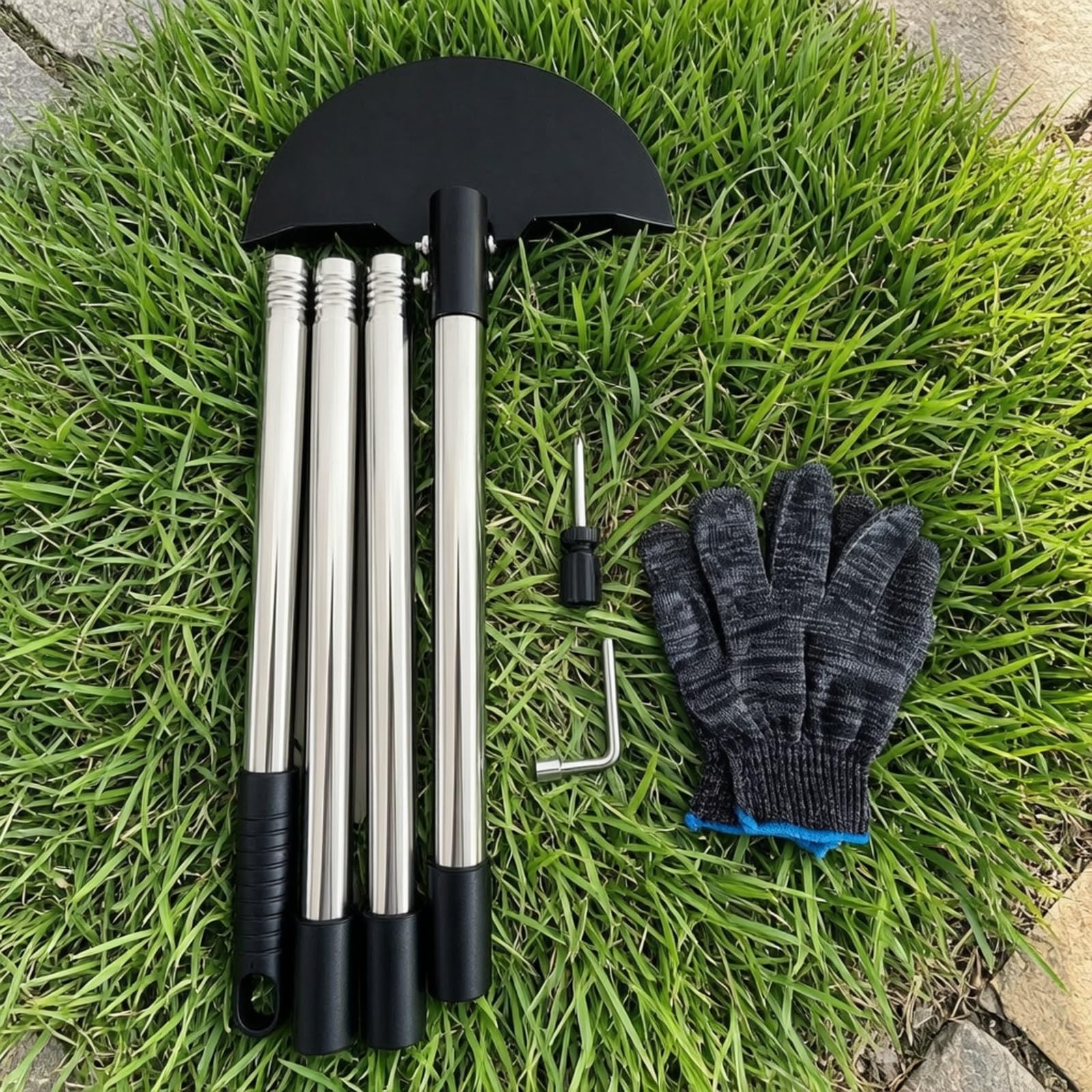 Escardillo shierbe con Mango smontable Antislizan Escardillo Hoja Curva Metal smalezadora Mano para Jardineros Aficionados , 5 Secciones