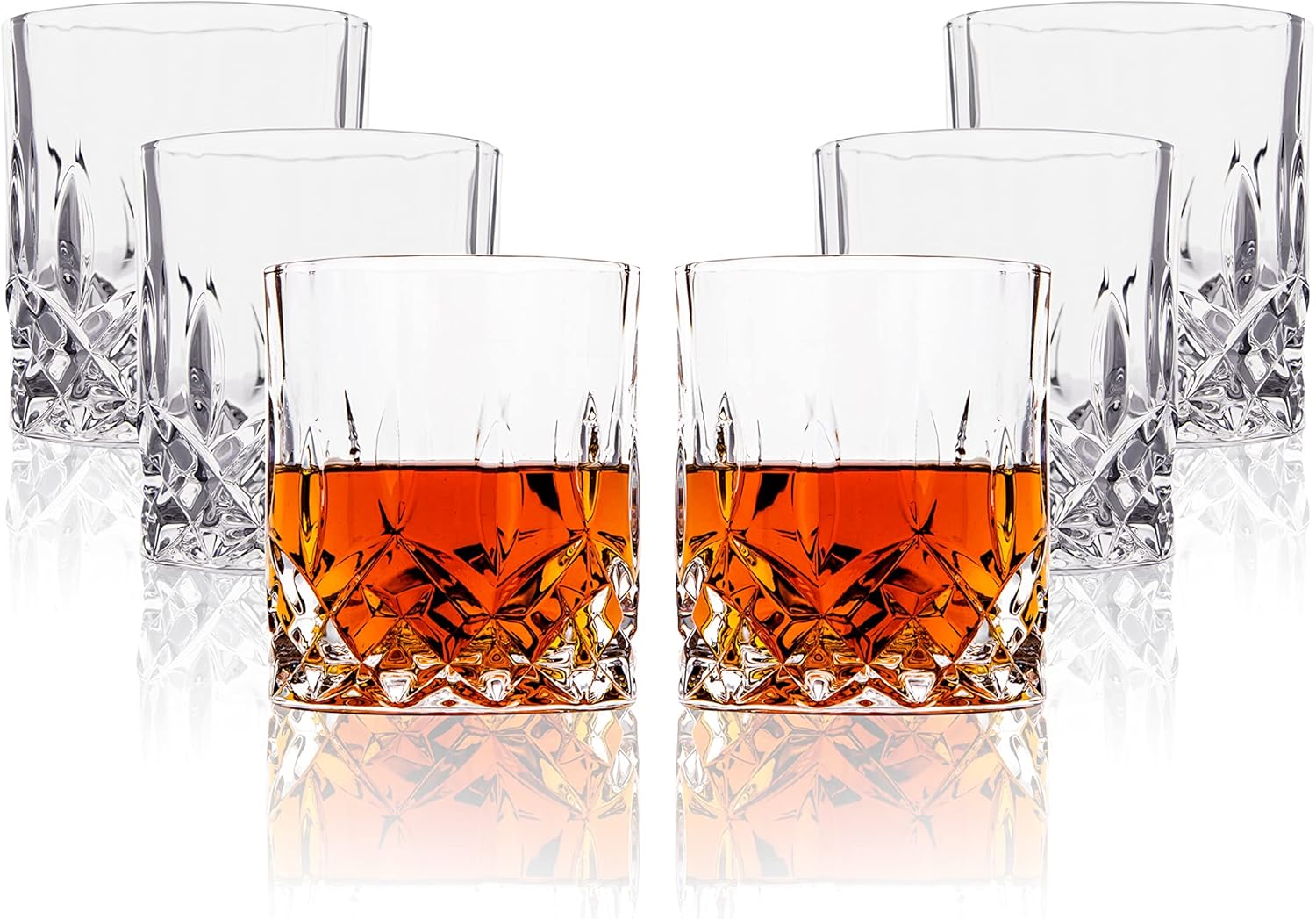 LEMONSODA Crystal Cut Old Fashioned Whiskey Glasses Set of 2, 4, 6-10oz Ultra-Clear Premium Lead-Free Rocks Glass Tumbler For Drinking Bourbon, Scotch, Cognac, Cocktails (Set of 6) - Thumbnail 4