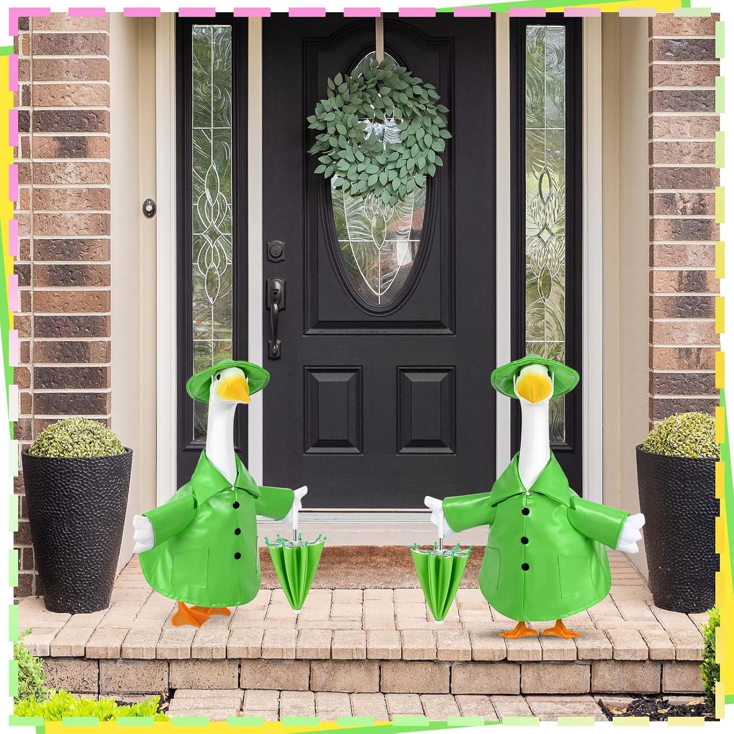Raincoat Goose Outfits Spring Porch Goose Outfit Summer Yard Clothes for 23" Lawn Outdoor Garden Yard Patio Geese Statue Spring Summer Decor(Green)